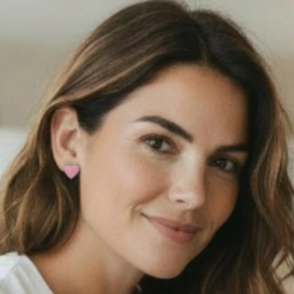 Breast Cancer Awareness Pink Heart Ribbon Earrings